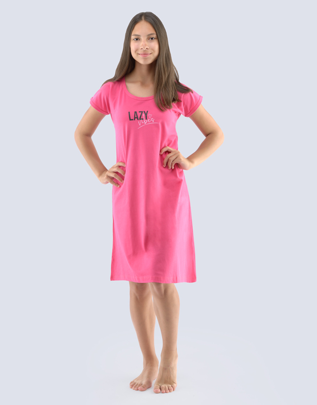 Dívčí noční košilka krátký rukáv 290002 růžová - Gina