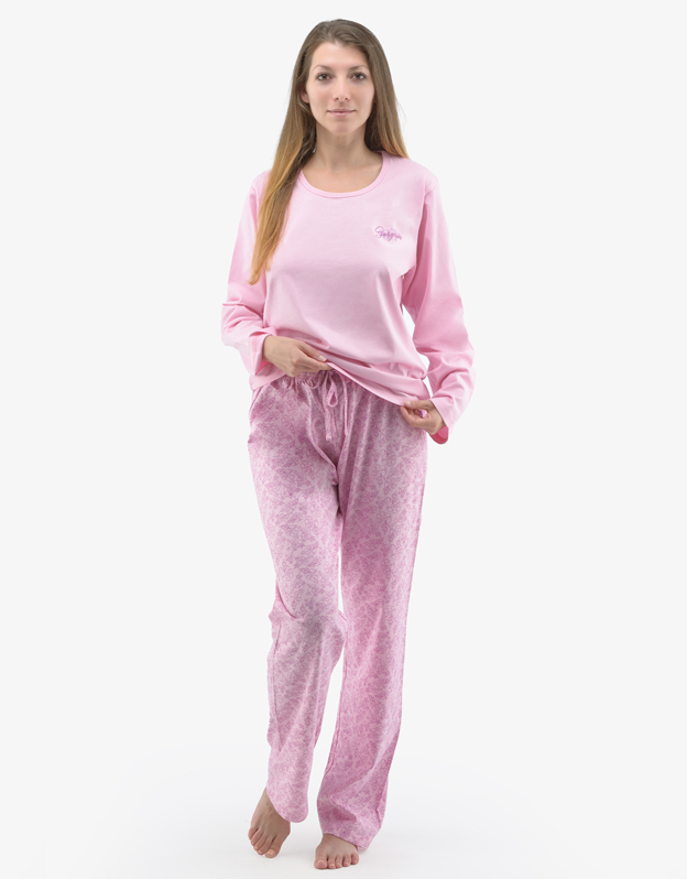 Dámské pyžamo dlouhé 19141P růžové - Gina 