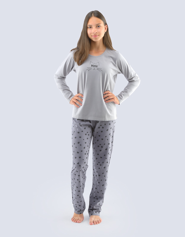 Dívčí pyžamo dlouhé 29001P šedé - Gina