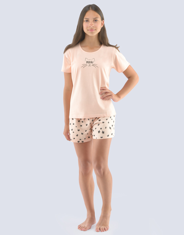 Dívčí pyžamo krátké 29006P smetanové - Gina