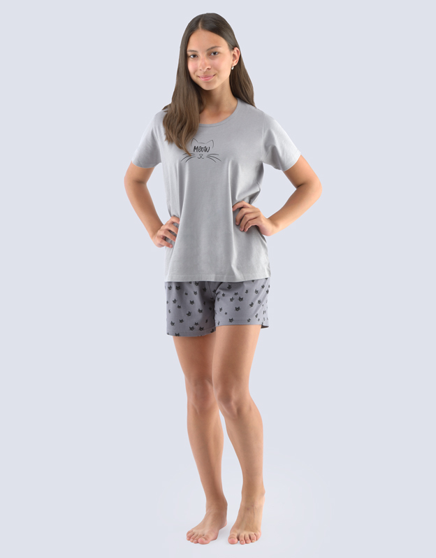 Dívčí pyžamo krátké 29006P šedé - Gina