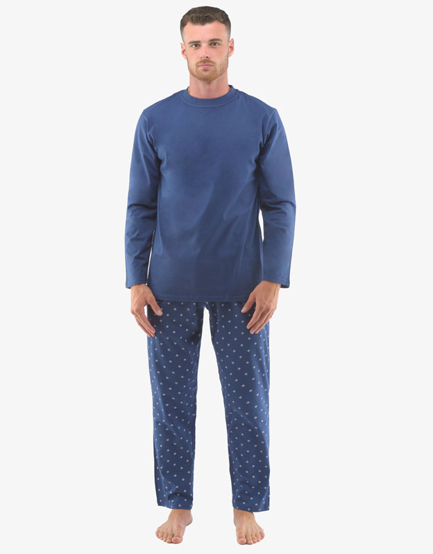 Pánské pyžamo dlouhé 79129P modré  - Gina