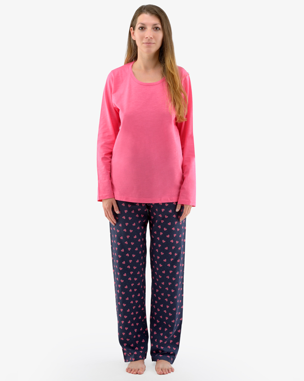 Dámské pyžamo dlouhé 19137P růžové - Gina 