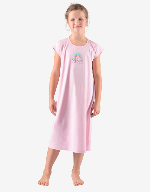 Dívčí noční košilka krátký rukáv 29012 růžová - Gina