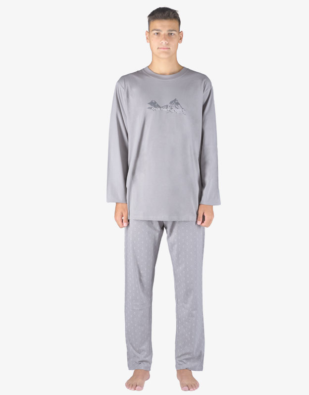 Pánské pyžamo dlouhé 79151P šedé - Gina