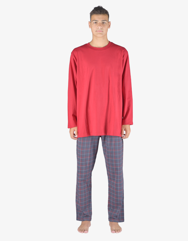 Pánské pyžamo dlouhé 79155P červené - Gina