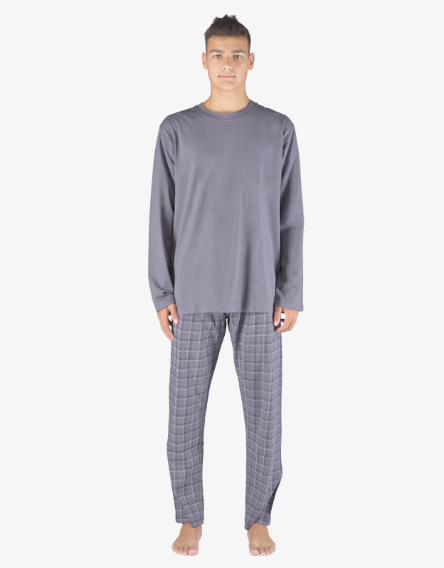 Pánské pyžamo dlouhé 79155P šedé - Gina