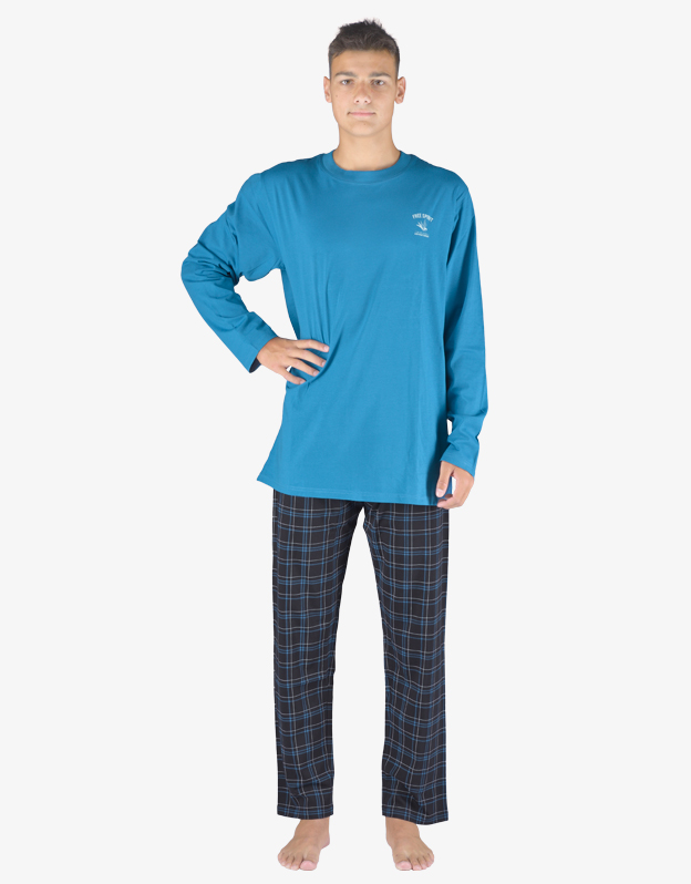 Pánské pyžamo dlouhé 79145P modré - Gina