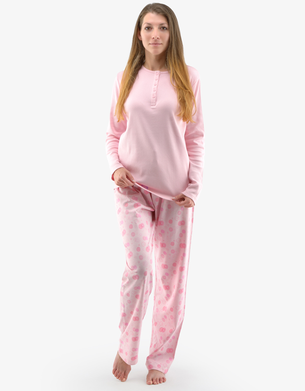Dámské pyžamo dlouhé 19143P růžové - Gina 