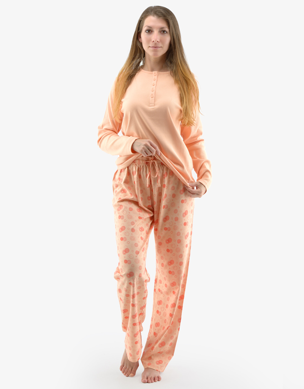 Dámské pyžamo dlouhé 19143P oranžové - Gina 