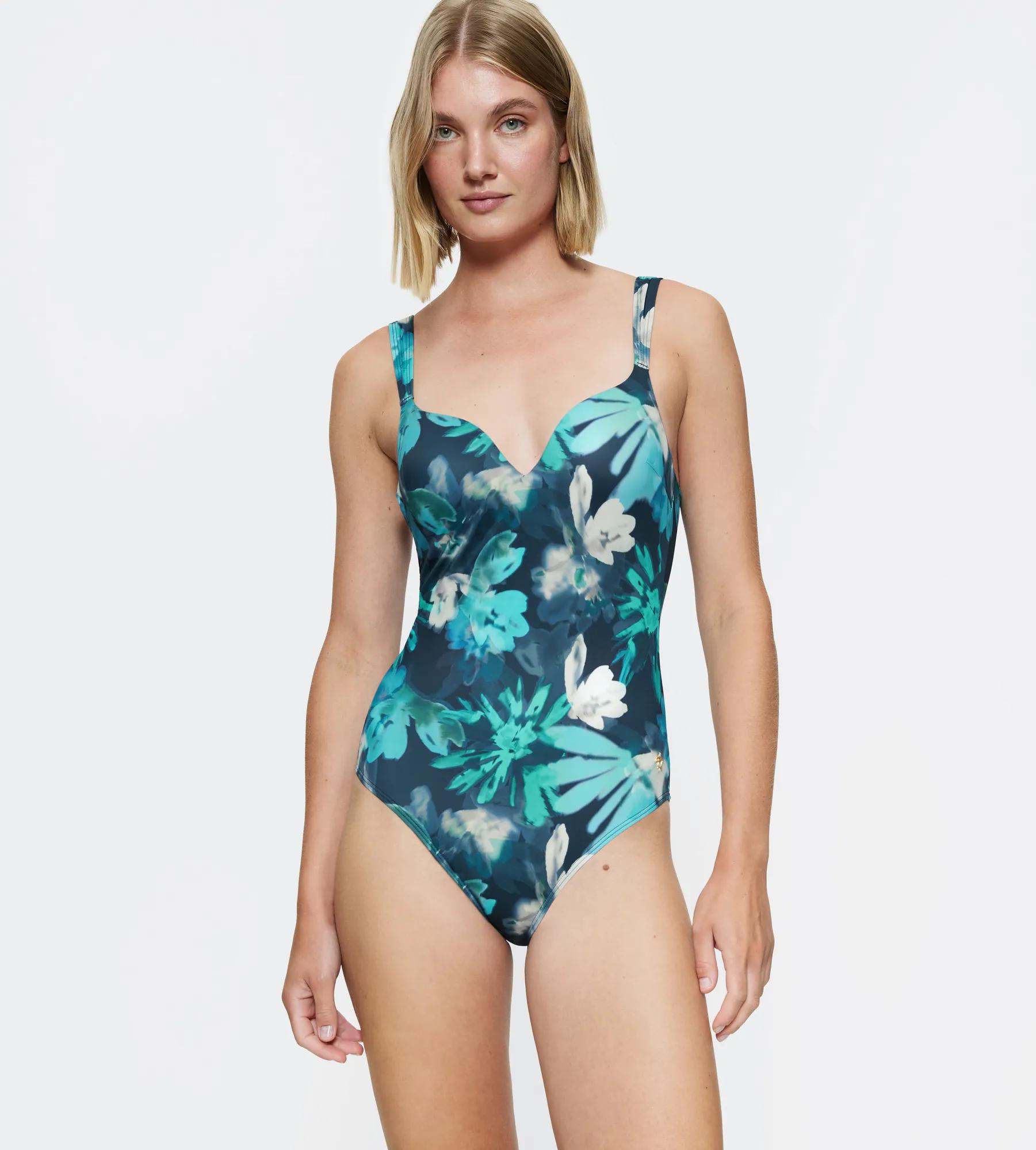 Dámské jednodílné plavky Summer Fleur OWP modré - Triumph