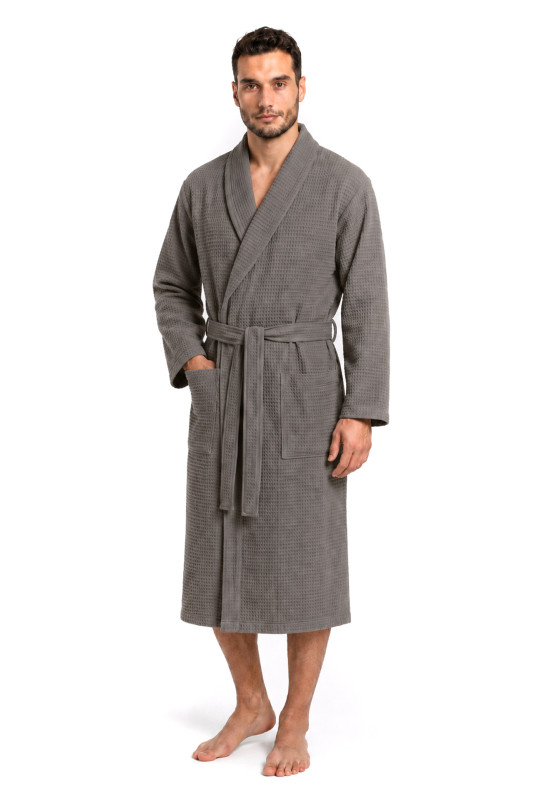 Pánský vaflový župan  Saimaa 2125 organic grey - Vestis